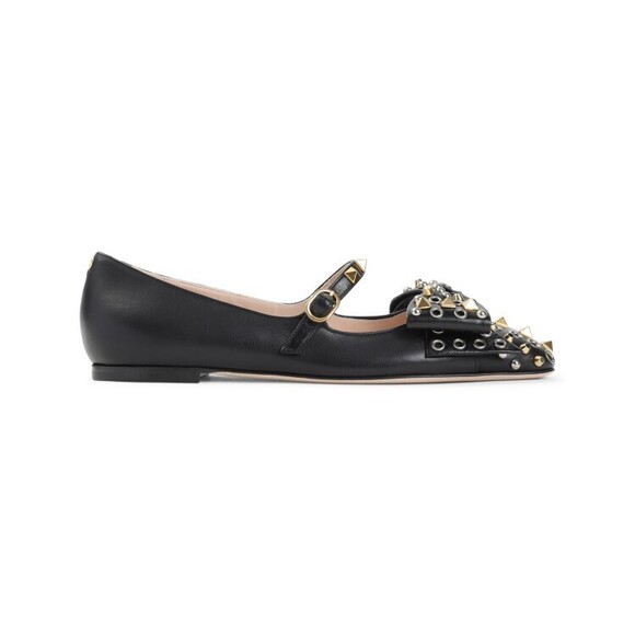Valentino Garavani Leather Ballerinas With Stud Detailing - NWT